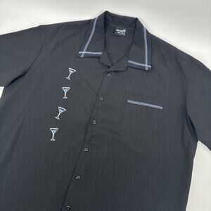 Steady Last Call Shirt Men XL Black Martini Bowling Rockabilly Retro USA